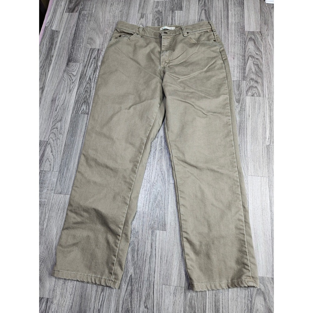 Lee Relaxed Straight Leg Jeans Womens 12 Short Olive Khaki At The Waist Denim
